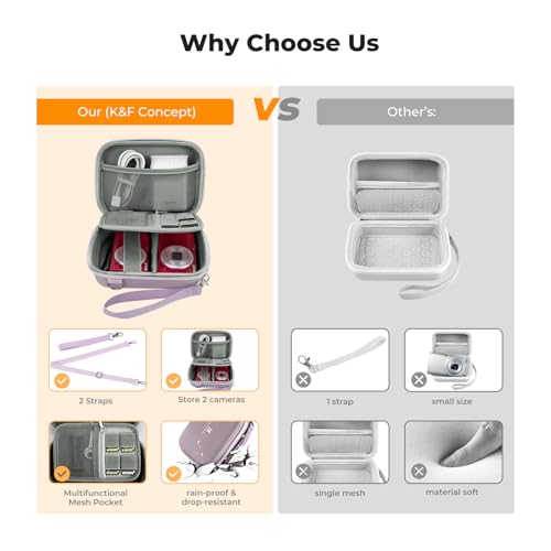 Image of K&F CONCEPT Carrying Case for Digital Camera, Hard Shell Protective Case | EVA material, Water Resistant, for CCD /Sony /Canon Digital Cameras, with Shoulder Strap, Shockproof, Compact size
