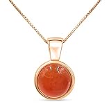 Real 8mm carnelian Bezel Pendant Chain...