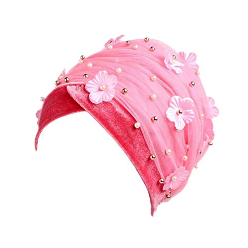 Bonnet velours perle haut de gamme avec tulle fleuri