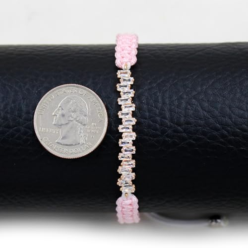 Image of Hand-woven String and Tennis Zircon Bracelet, Stylish Retro Adjustable Bracelet BFF Cubic Zirconia Crystal Women's Love Friendship Jewelry