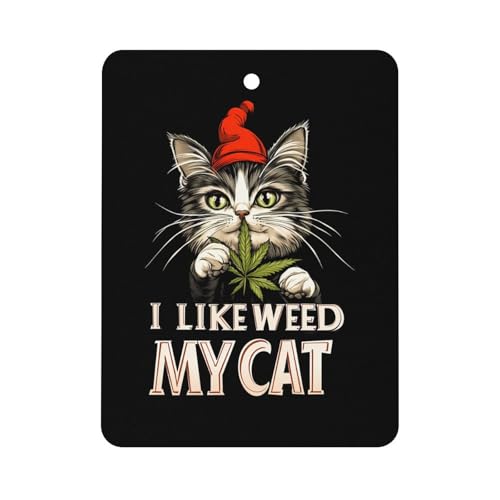 I Like Weed My Cat Car Air Freshener Hanging Aromatherapy Tablets for Car Accessories Square