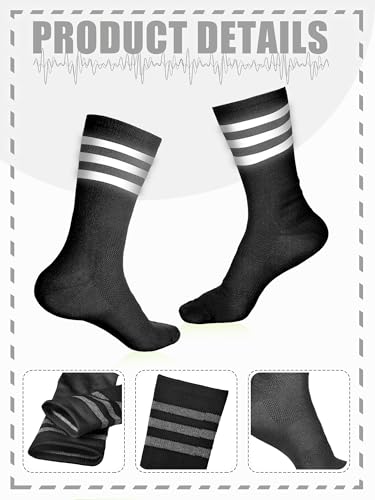 Image of 4 Pairs Glow in Dark Socks Cycling High Reflective Running Socks Night Safety Hosiery Compression Athletic