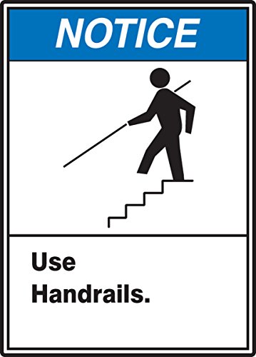 Signalisation adhésive Notice Use Handrails pour éviter les chutes en escalier