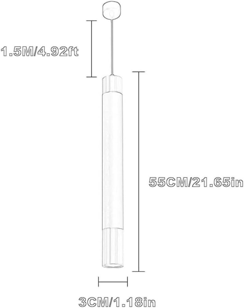 Lampada a sospensione lineare moderna e minimalista, lampada a cilindrica a tubo sopra il bar, lampadario lungo industriale for bagno, cucina, isola, sala da pranzo(Black-White light,55cm)