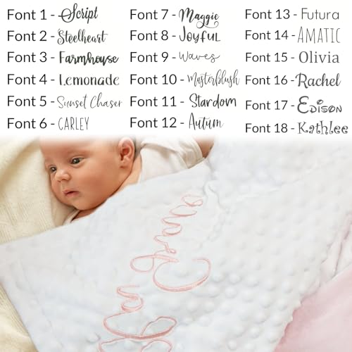 Image of Ubjva Personalized Baby Blanket with Custom Name Embroidered Knitted Blanket Gifts for Newborn Toddler Girl Boy