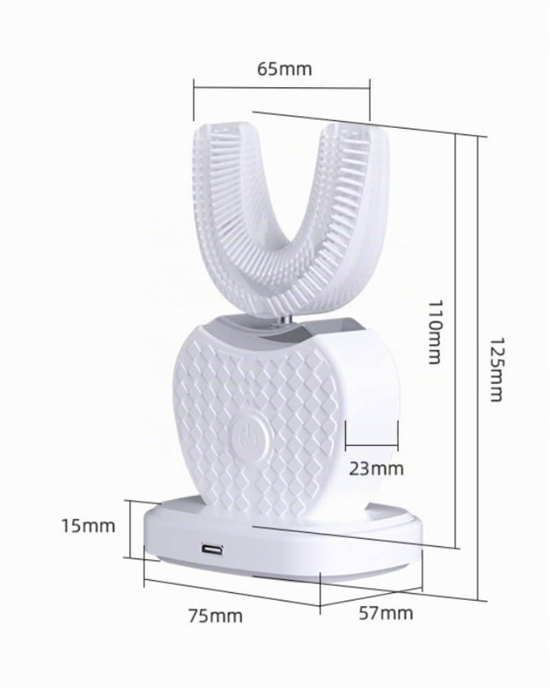 Sonic Brush Spazzolino Elettrico U-Shaped per Adulti - Pulizia Automatica e Sbiancamento dei Denti, Sonic Brush Spazzolino Elettrico a 360° Con Pulizia Automatica (Blu)