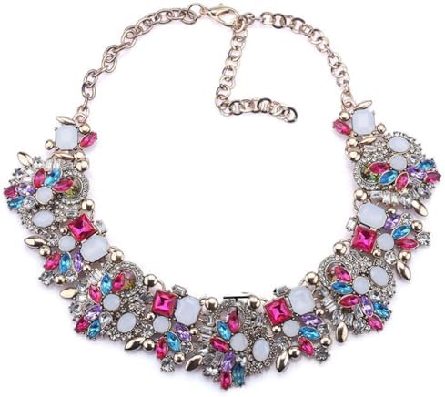Bib Statement Necklace Colorful Glass Crystal Collar Choker Neckl...