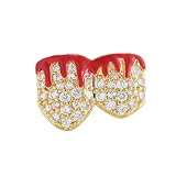 AHTCPO Juego de Dientes Grillz Chapados en Oro 18K Estilo Hip Hop con Diamantes y Circonita Cúbica, Extraíbles Superior e Inferior para Hombres, Mujeres Fiestas Raperos(Gold)