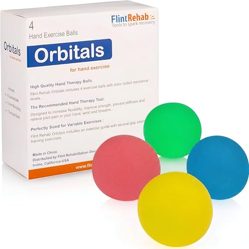 FlintRehab Premium Hand Exercise Balls - Set of 4 for Carpal Tunnel Stress/Pain Relief, Stress Balls for Kids & Adults, Squeeze Balls for Hand Therapy/Arthritis - Hand Squeezers for Strength