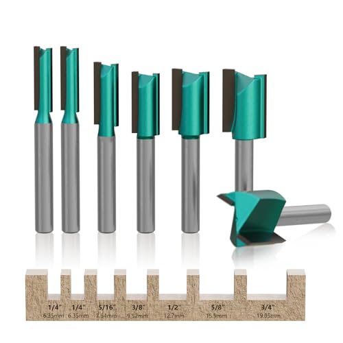 CSOOM 7Pcs Straight Router Bit Set 1/4
