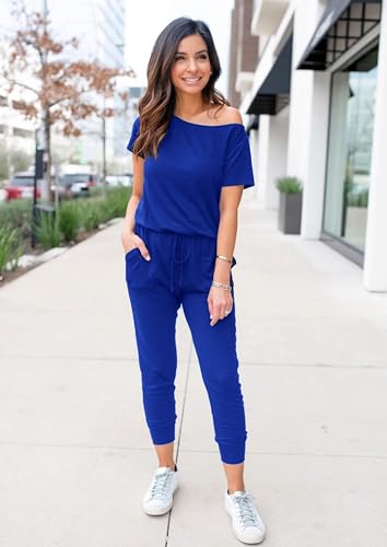 Image of PRETTYGARDEN Jumpsuits for Women 2026 Summer Dressy Off Shoulder Romper Spring Vacation Travel Lounge Outfits Clothes