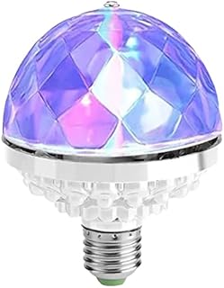 LED Party Bulb Colour Changing E27 6W Crystal Stage Bulb Auto Rotating Disco Light Bulbs Screw in 6 Colors for Birthday Party Club Bar Wedding Celebration Easy to Install (White)