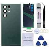 Perzework Rear Back Glass Replacement for Samsung Galaxy S22 Ultra 6.8 inches 5G with Reparing Toolkit and Pre-Installed Adhesive (Green)