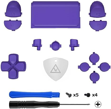 eXtremeRate Szkarłatny Czerwony Symbole Klasyczne Niestandardowa Wymiana Pełnego Zestawu Przycisków dla ps4 Slim Pro CUH-ZCT2 Controller - Kompatybilny z ps4 Zestawem LED DTFS - Controller Nie Jest Wliczony W Cenę