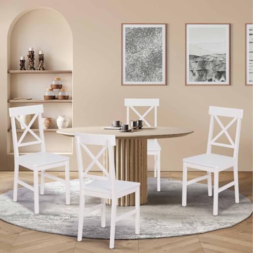 Lot de 4 chaises de cuisine avec croisillons SUZANNE bois - vue 2
