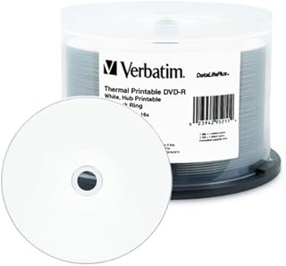 Verbatim DataLifePlus White Thermal Hub Printable 16X DVD-R Media 50 Pack in Cake Box (95211)