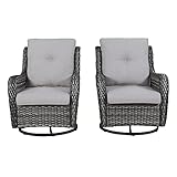Wicker Rocking Chair Swivel Chairs - 2 Piece Rocker Patio Chairs Set Rattan Rocking Chair for...