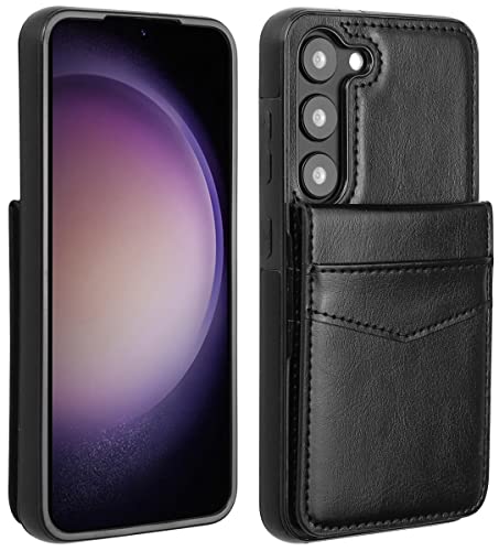 Lakibeibi Samsung Galaxy S23 Case,Dual Layer Lightweight Premium Leather Galaxy S23 Case Wallet With Card Holders Magnetic Lock Flip Protective Phone Case For Samsung Galaxy S23 5G(2023),Black #TOP1