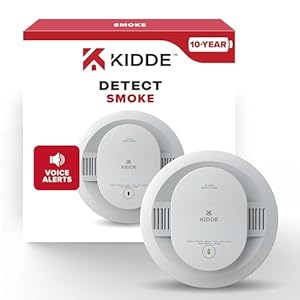 Kidde Smoke Detector, 10-Year Battery Powered, Voice Alerts, LED Warning Light Indicators