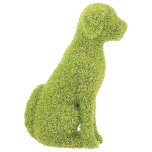 Perro pequeño verde con efecto flocado para adornar espacios verdes vivos 2