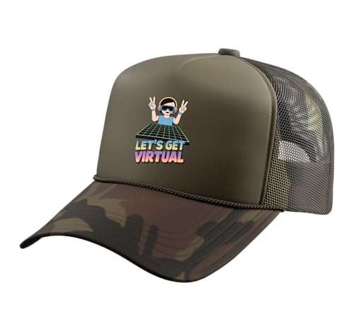 Explore with VR Headset for Augmented Reality Fans Trucker Hat with Adjustable Mesh Back, Camo Green