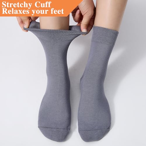 Image of ATBITER Women's Thin Cotton Crew Socks - Soft Above Ankle Bootie Casual Dress Socks 6-Pairs