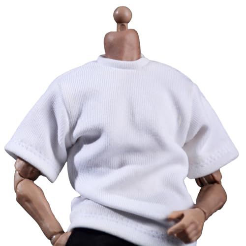Meetoget 1/12 Scale Male Figure Doll Clothes Daily Sports T-Shirt for 6 inch Action Figure Relax White PU002US