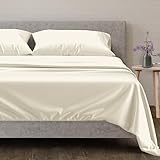 Mayfair Linen 600 Thread Count 100% Cotton Sheets - Ivory Long-staple Cotton King Sheets, Fits Mattress Upto 18'' Deep Pocket, Sateen Weave, Soft Cotton Bed Sheets and Pillowcases by