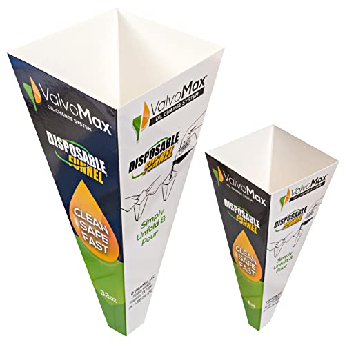 Valvomax Disposable Funnel - Clean, Safe, Fast! - Combo Pack 8 Oz And 32 Oz - Pack Of 12 Each #TOP1