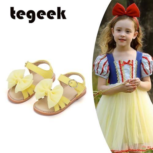 Image of Girls Dress Sandals Comfy Hook and Loop Summer Shoes for Toddlers(TA302 Toddler,Yellow /6M)