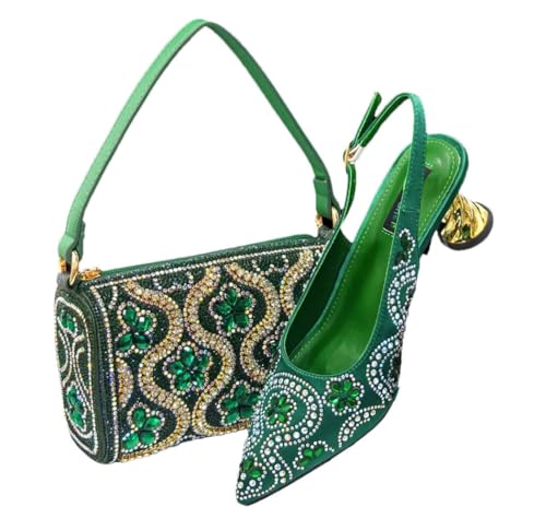Escarpins de mariage en strass grande taille avec pochette assortie