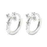Huggie CZ Cross Small Hoop Earrings for Women Girls 925 Sterling Silver Cubic Zirconia Cute Hoops Ca