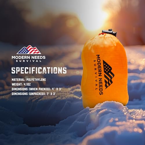 MODERN NEEDS Emergency Sleeping Bag – Thermal Blanket & Bivy Sack | Waterproof, Windproof, Tear-Resistant Shelter Emergency Blanket for Outdoor Use | 4 Pack