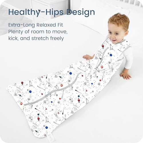 Image of Toddler Sleep Sacks 2T-3T-4T, 0.5 TOG Light Summer Wearable Blankets, Extra Long XL Sleeping Bags, 2 Pack