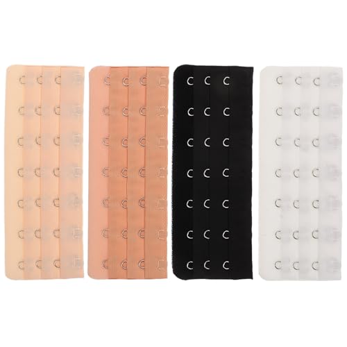 HOMOCONO Extensores de Sujetador Elásticos Acero Inoxidable y Poliéster 4 Piezas 7 Ganchos para Ajuste Cómodo en Ropa Interior Moldeadora