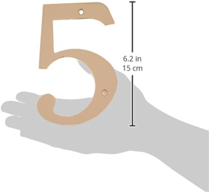 Deltana RN6-5 Solid Brass 6-Inch House Number 5 Board