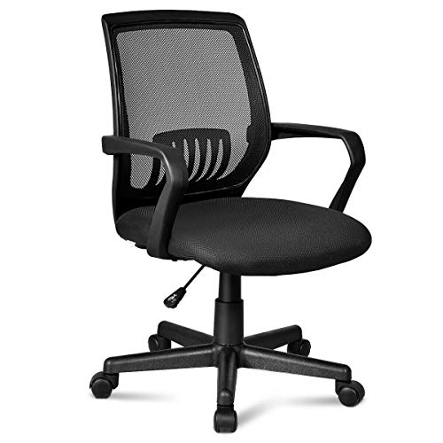 Giantex Office Chair Mid-Back Mesh Chair with Armrest, Ergonomic Desk Chair Lumbar Support