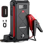 Acmount P100 6000A Booster Pack, 12V Portable Jump Starter for Car Battery for 12.0L Gas & 10.0L Diesel Engines, Multifunctional Power Pack with LED Flashlight, Safety Hammer & Compass