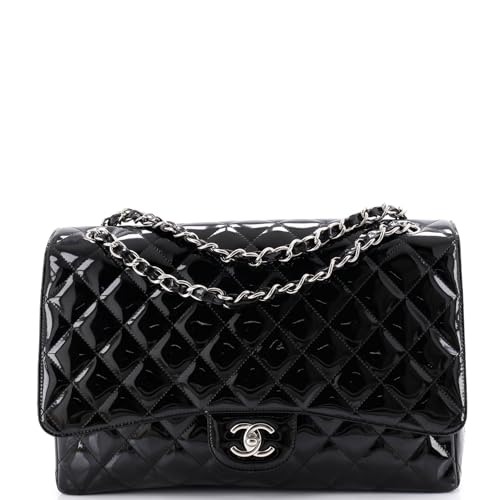 Chanel, Pre-Loved Classic Single Flap Bag Quilted Patent Maxi, Black
