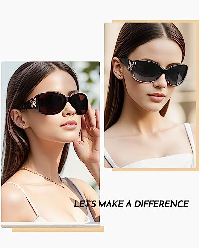SIPHEW Trendy Night Driving Glasses for Women Polarized Anti Glare Yellow Night Vision Glasses Butterfly Accents, Driving2