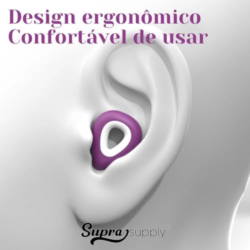 Tampão De Ouvido Protetor Auricular Com 3 Tamanhos De Plug (Roxo)