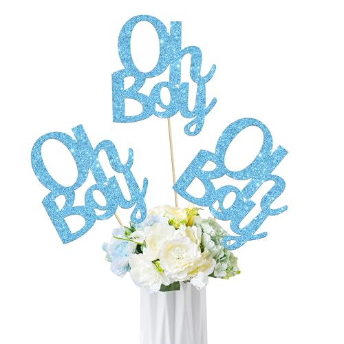 12pcs Oh Boy Centerpiece Sticks LUCKYQUBE Blue Glitter it's a Boy Gender Reveal Party Table Toppers Oh Baby Shower Table Decorations for Baby Boy‘s Birthday Party Baby Shower Supplies