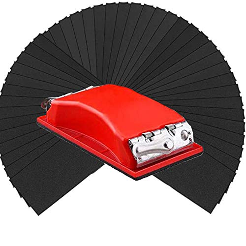 Junucubo Sanding Block Hand Sander with 42 Pcs Wet Dry Sandpapers from 120 to 3000 Assorted Grits,9x3.6 Inch Sanding Sheets for Wood Furniture Glass Autobody Finishing,Automotive Metal Sanding