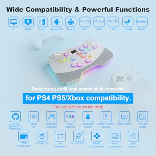 Image of Duelpad Leverless Controller Arcade Stick, Zen16 Plus-Aluminum Leverless Controller for PC /PS3 /PS4 /PS5 /Switch /Steam, All-Button Arcade Stick with SOCD /TURBO /Custom RGB /Hot-Swap /Low-Profile Switch