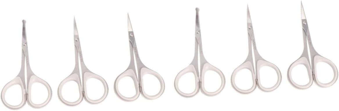 3sets Vibrissa Scissors Safety Tip Scissors -Pointed Scissors Nose Hair Scissors Round Scissor Eyebrow Hair Trimming Scissors Curved Round Trimmer Silver 3pcs*3/1105(2)