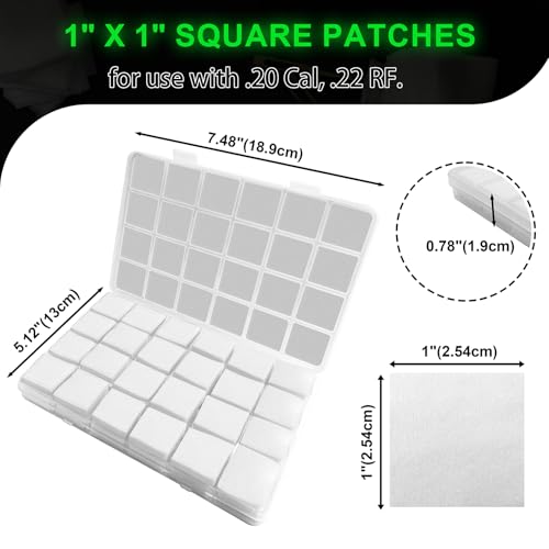 XXLIYA 2400PCS Gun Cleaning Patches Pad Supplies 1\" Squares Gun Cloth with Storage Box 22 Caliber Cleaning Kit for 5.56mm Handgun Pistol Firearms Rifle 17 Cal Bore Cleaner Maintenance Accessories