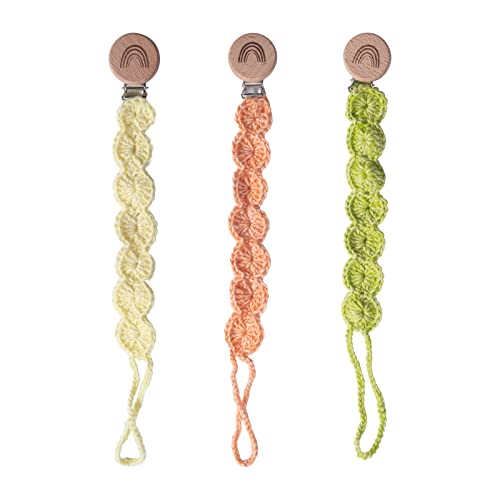 Symbolife Pacifier Clip For Boys Girls Macrame Boho Wooden Paci Clip Natural Pacifier Holder Handmade Braided Cotton Unisex Baby Shower Birthday Gift Christmas Gift #TOP14