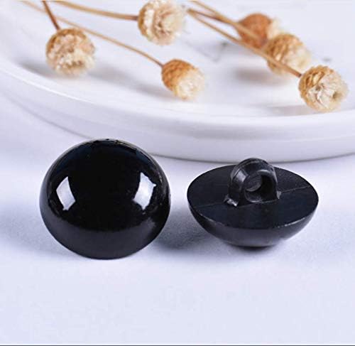 CNLEIFU 100pcs Sewing Shank Eyes Round Domed Buttons Sew-On Black Plastic Safety Eye for Toy DIY Teddy Bear Animal Plush Doll Puppet Crafts Diameter:1/2"(12mm)