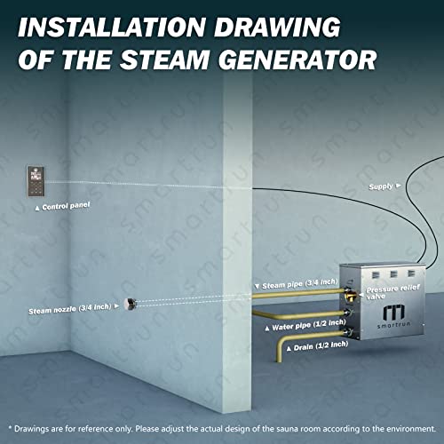 Smartrun Auto Drain 9Kw Steam Generator For Spa, Luxury Steam Shower System With Touch Screen Bluetooth In Polished Chrome With Dual Control Panel For Bathroom #TOP6