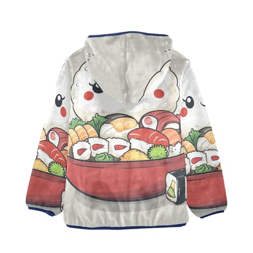 Cute Sushi Girls Fleece Jacket Girls Fall Jacket Girls Zip Up Hoodie Girls Sherpa Jacket 2-10T2